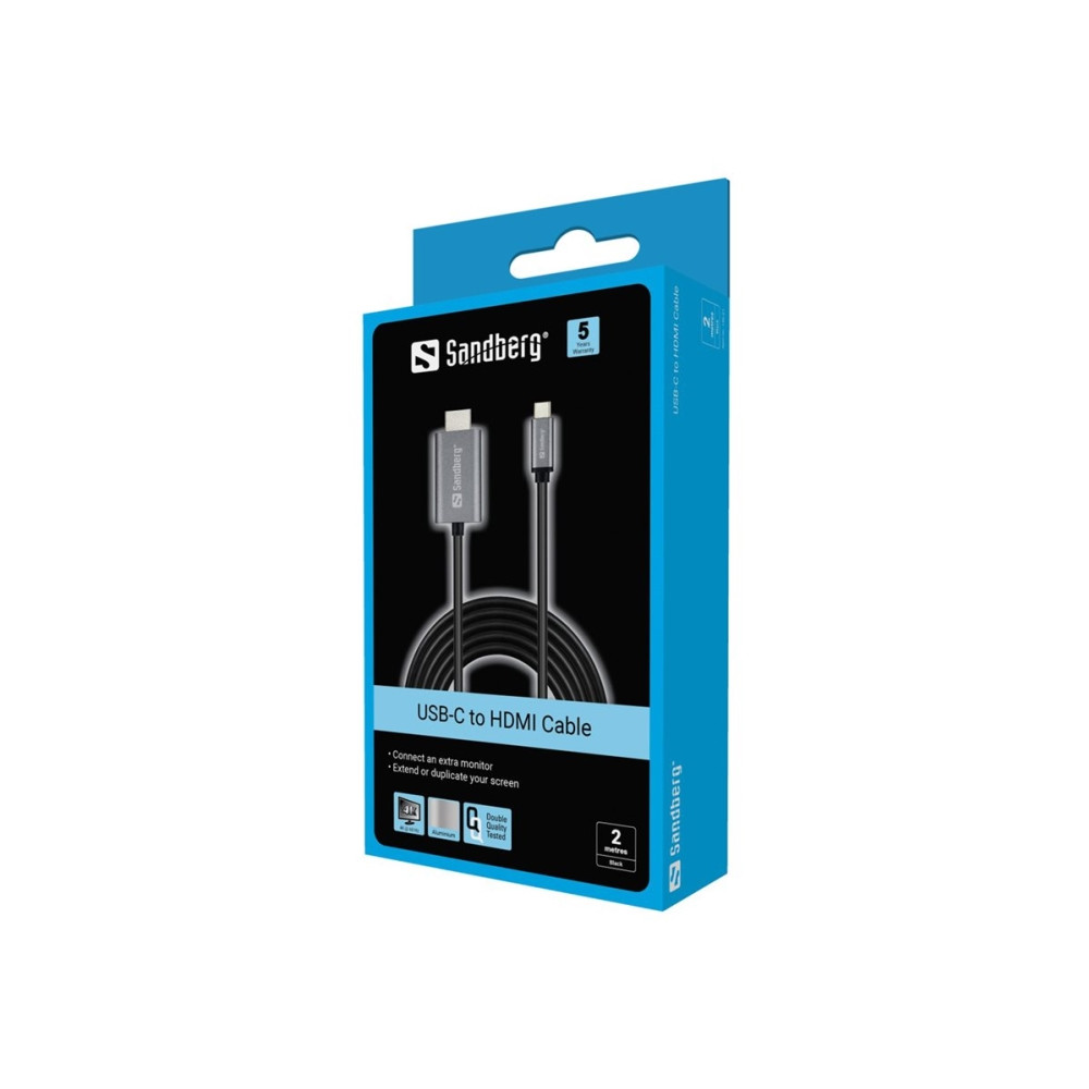 Produktbild för Sandberg kabel för video / ljud - HDMI / USB - 2 m