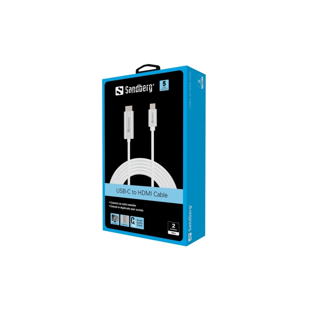 Produktbild för Sandberg kabel för video / ljud - HDMI / USB - 2 m