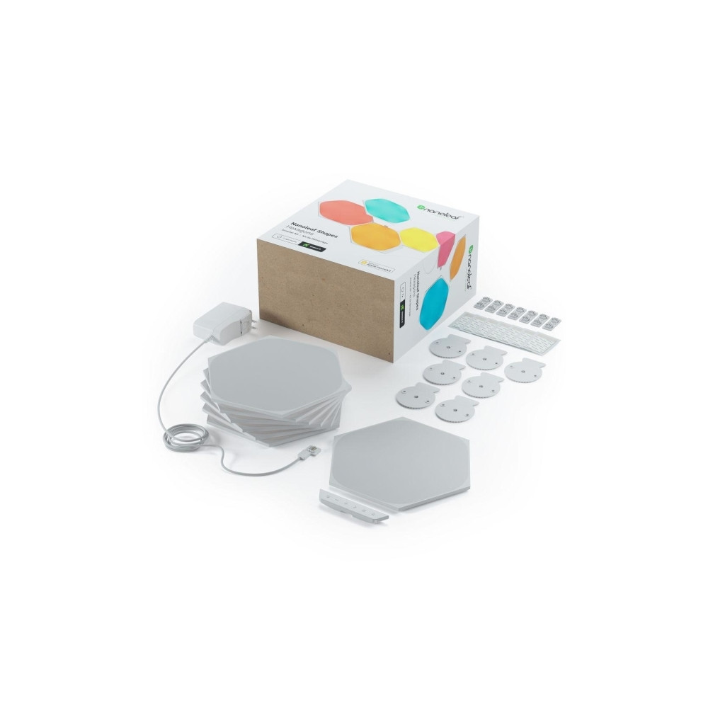 Produktbild för Nanoleaf Shapes Smarter Kit - trådlös belysningsuppsättning - LED x 9 - 2 W - 16 miljoner färger - 1200-6500 K - sexhörning