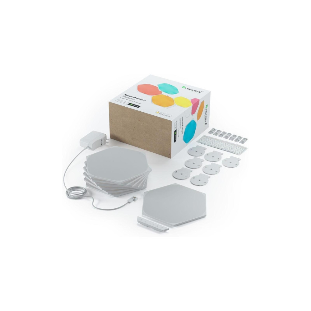 Produktbild för Nanoleaf Shapes Smarter Kit - trådlös belysningsuppsättning - LED x 9 - 2 W - 16 miljoner färger - 1200-6500 K - sexhörning