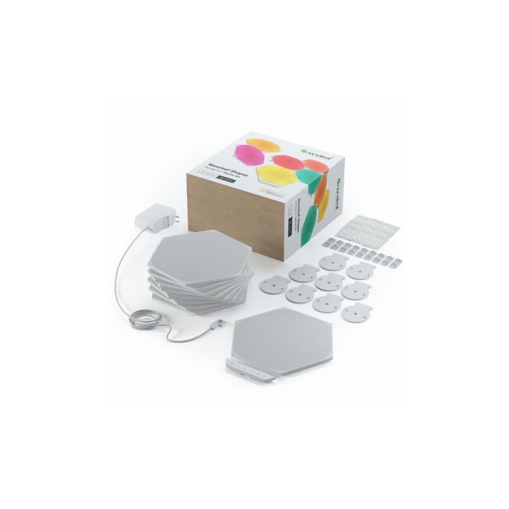Produktbild för Nanoleaf Shapes Smarter Kit - trådlös belysningsuppsättning - LED x 9 - 2 W - 16 miljoner färger - 1200-6500 K - sexhörning
