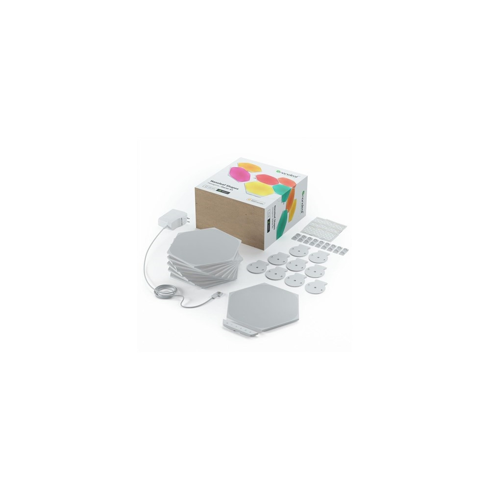 Produktbild för Nanoleaf Shapes Smarter Kit - trådlös belysningsuppsättning - LED x 9 - 2 W - 16 miljoner färger - 1200-6500 K - sexhörning