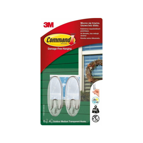 3M 3M krokar för dörr 2 st utomhus i transparent plast 17091 Co...