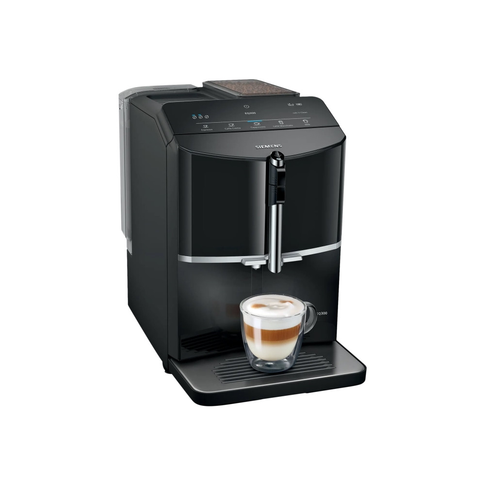 Produktbild för Siemens EQ.300 TF301E19 - automatisk kaffekokare med mjölkskummare - 15 bar - pianosvart