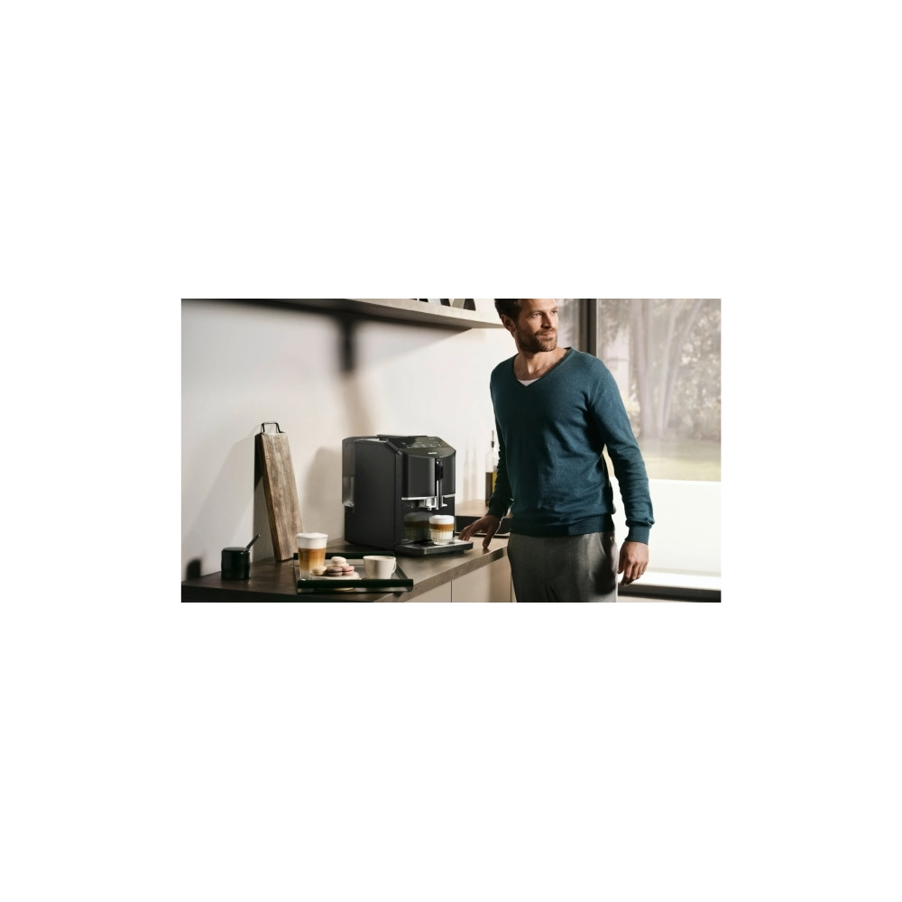 Produktbild för Siemens EQ.300 TF301E19 - automatisk kaffekokare med mjölkskummare - 15 bar - pianosvart
