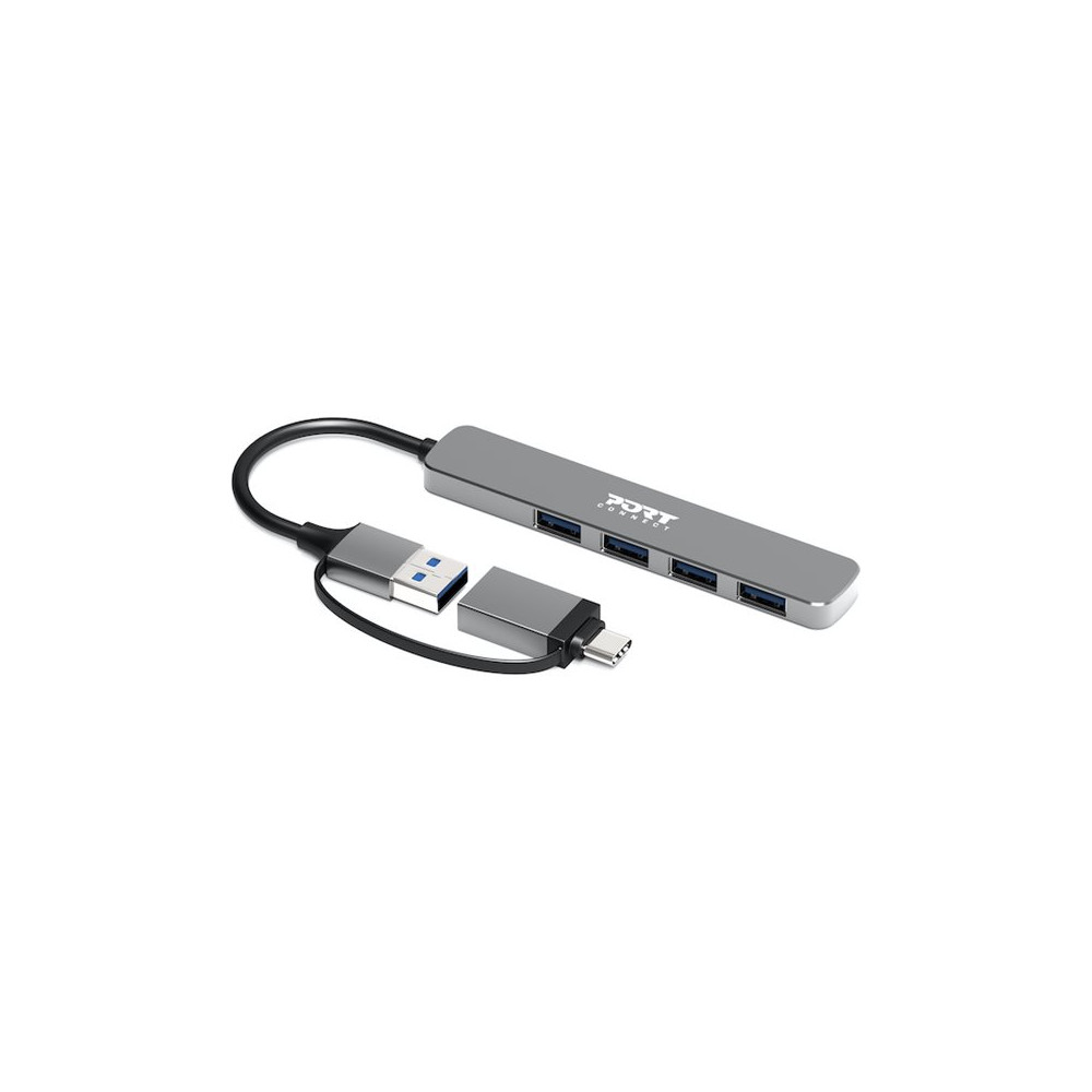 Produktbild för PORT Connect - hubb - USB-C/USB-A - 4 portar