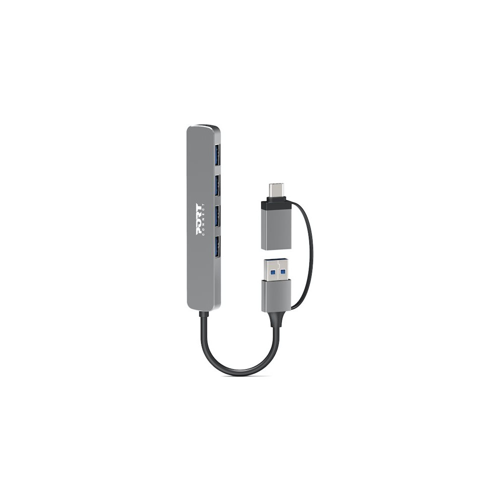 Produktbild för PORT Connect - hubb - USB-C/USB-A - 4 portar