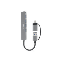 Produktbild för PORT Connect - hubb - USB-C/USB-A - 4 portar