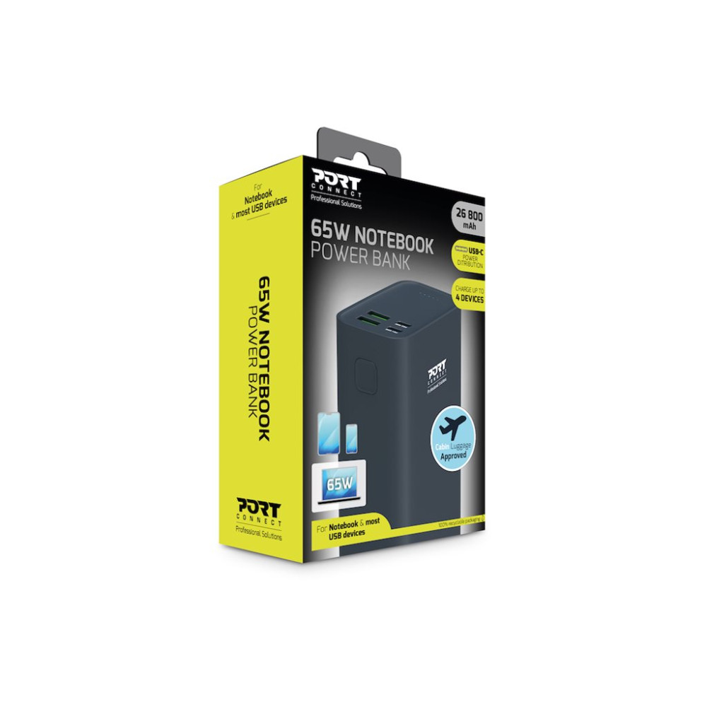 Produktbild för PORT Connect power bank - Li-pol - 2 x USB-C, 2 x USB - 65 Watt