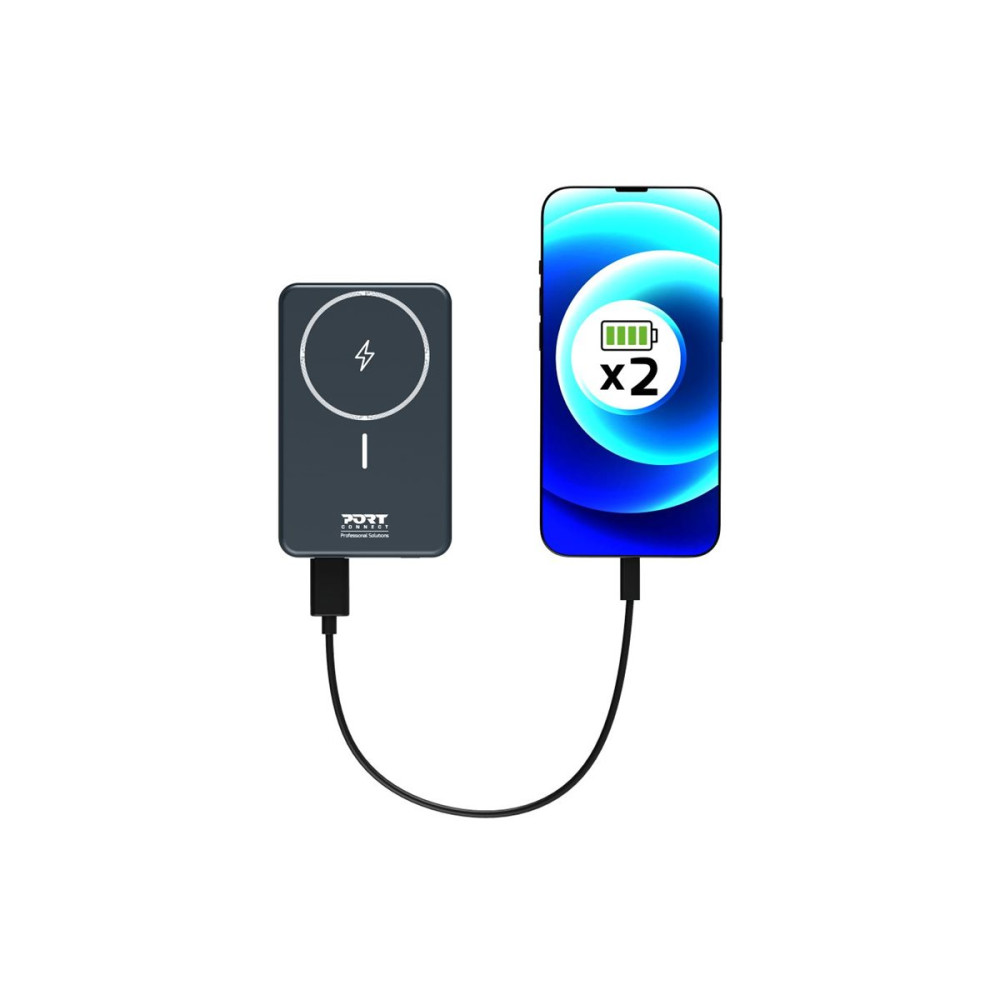 Produktbild för PORT Connect trådlös powerbank - Li-pol - USB typ A, USB-C - 20 Watt