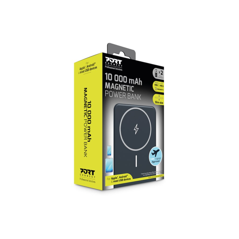 Produktbild för PORT Connect trådlös powerbank - Li-pol - USB typ A, USB-C - 20 Watt