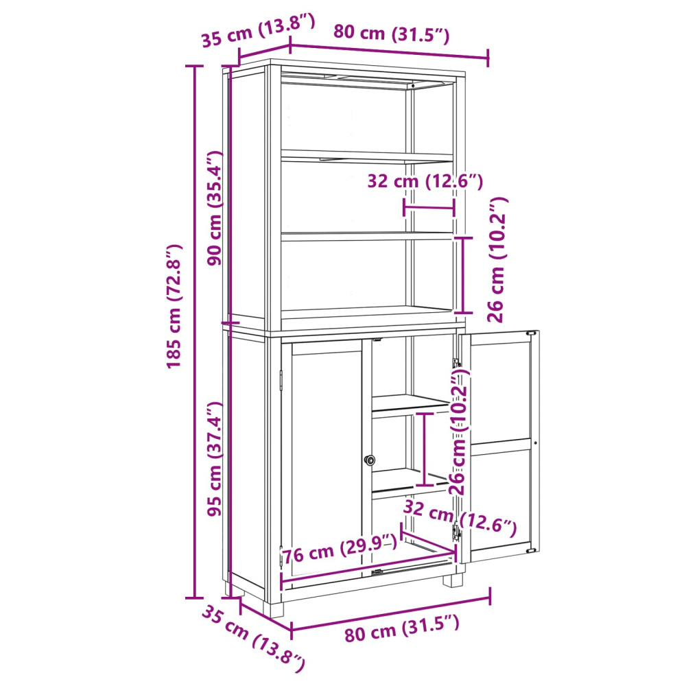 Produktbild för Förvaringsmöbelset 2 st Naturlig 80 x 35 x 185 cm Massivt Ekträ