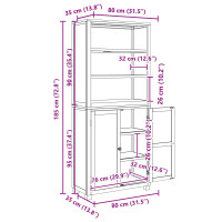 Produktbild för Förvaringsmöbelset 2 st Naturlig 80 x 35 x 185 cm Massivt Ekträ