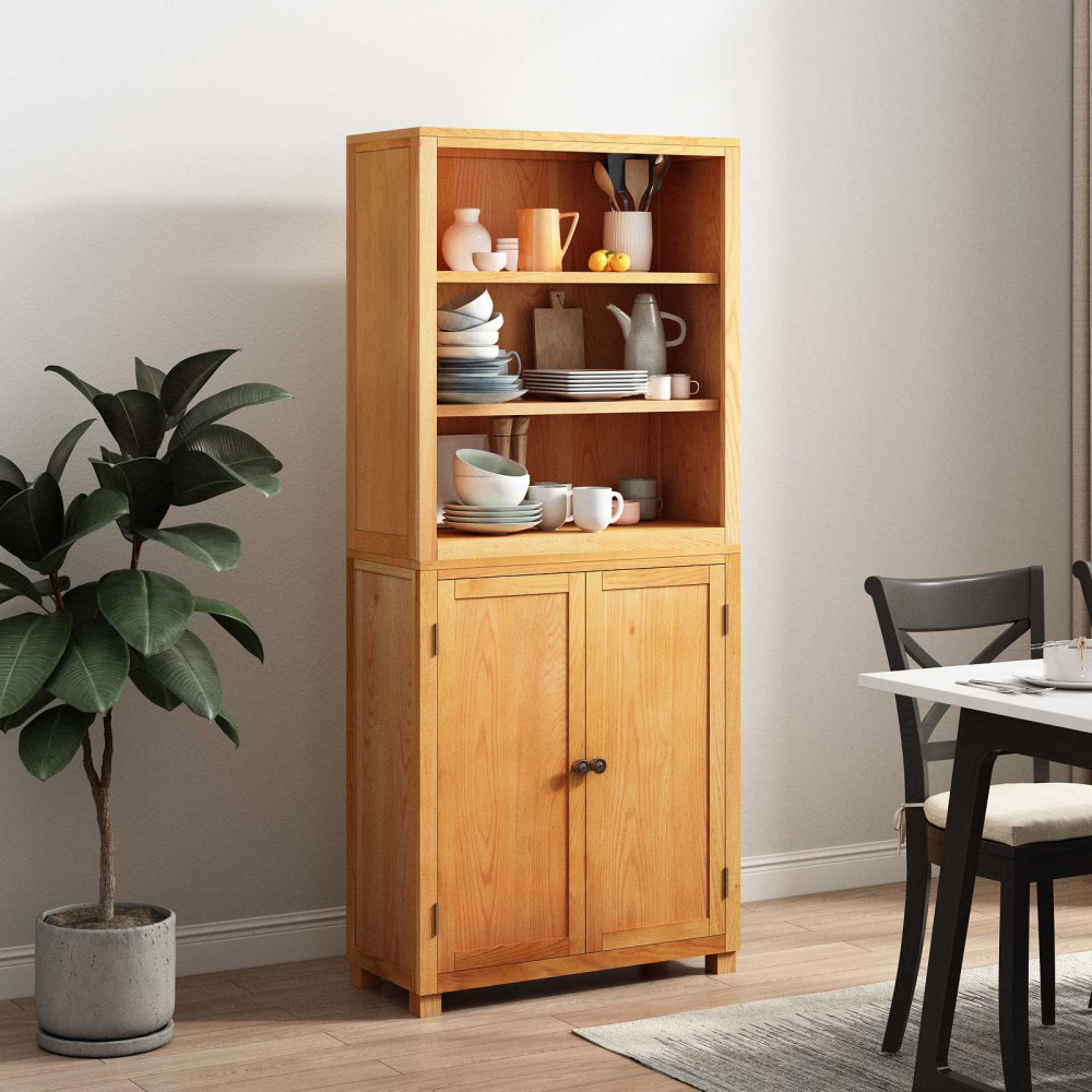 Produktbild för Förvaringsmöbelset 2 st Naturlig 80 x 35 x 185 cm Massivt Ekträ