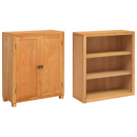 Produktbild för Förvaringsmöbelset 2 st Naturlig 80 x 35 x 185 cm Massivt Ekträ