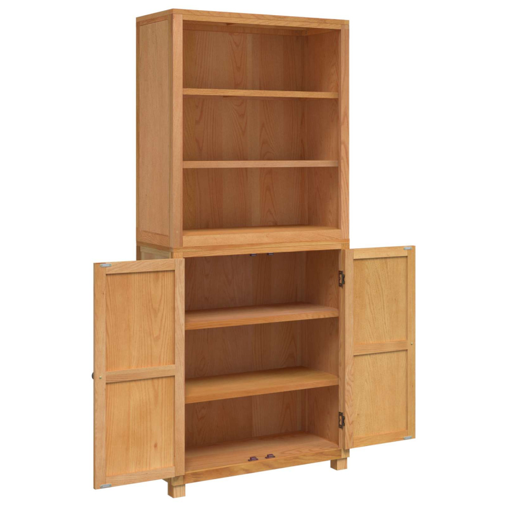 Produktbild för Förvaringsmöbelset 2 st Naturlig 80 x 35 x 185 cm Massivt Ekträ