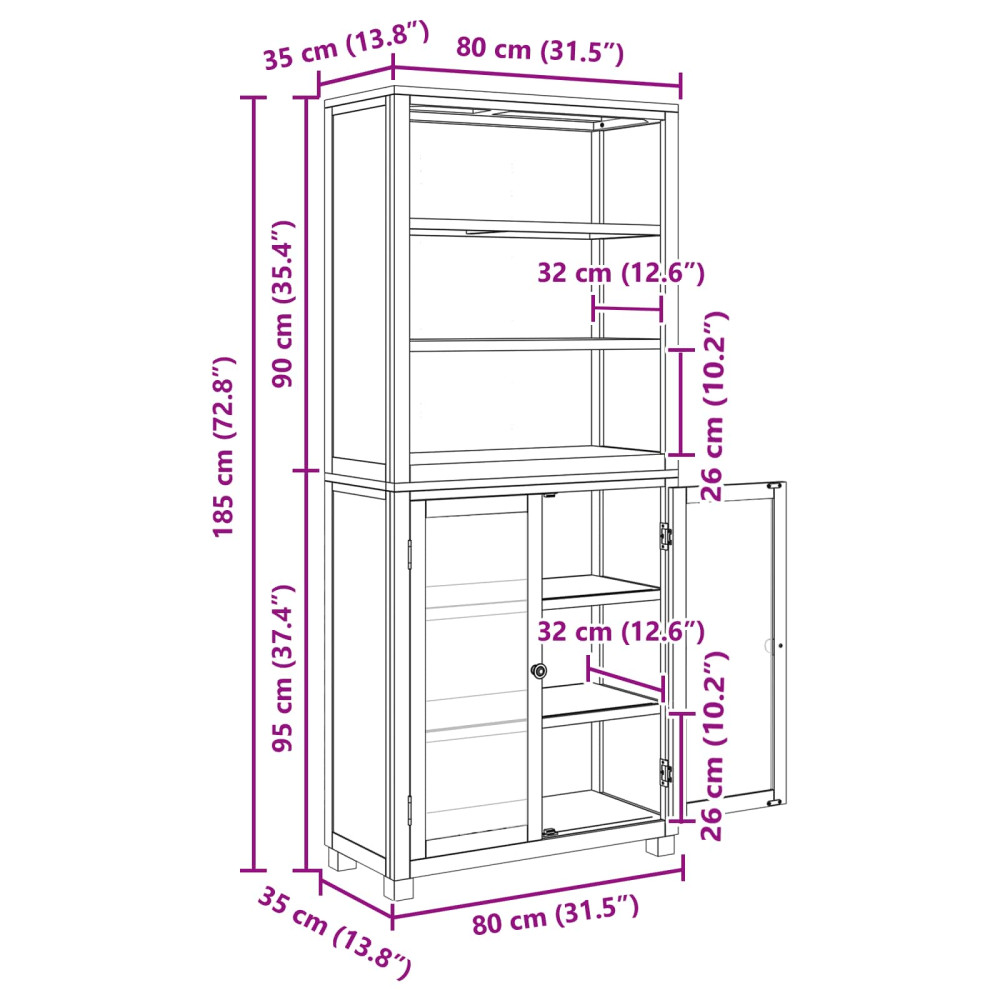 Produktbild för Förvaringsmöbelset 2 st Naturlig 80 x 35 x 185 cm Massivt Ekträ