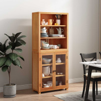 Produktbild för Förvaringsmöbelset 2 st Naturlig 80 x 35 x 185 cm Massivt Ekträ