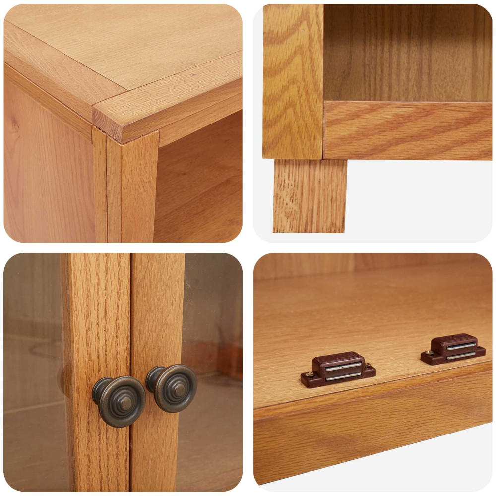 Produktbild för Förvaringsmöbelset 2 st Naturlig 80 x 35 x 185 cm Massivt Ekträ