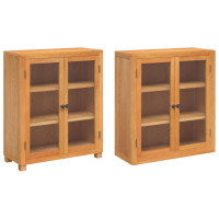 Produktbild för Förvaringsmöbelset 2 st Naturlig 80 x 35 x 185 cm Massivt Ekträ