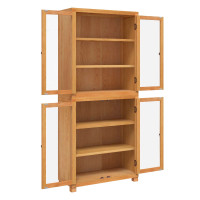 Produktbild för Förvaringsmöbelset 2 st Naturlig 80 x 35 x 185 cm Massivt Ekträ