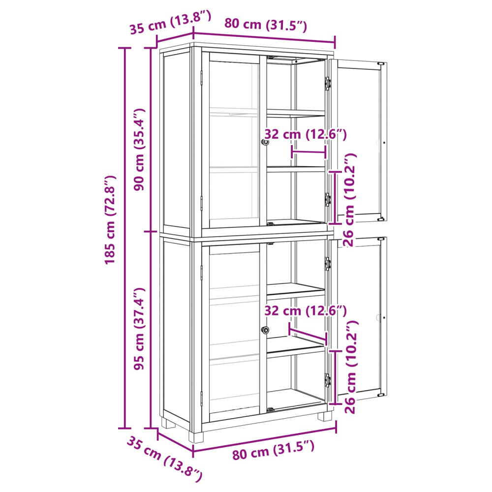 Produktbild för Förvaringsmöbelset 2 st Naturlig 80 x 35 x 185 cm Massivt Ekträ