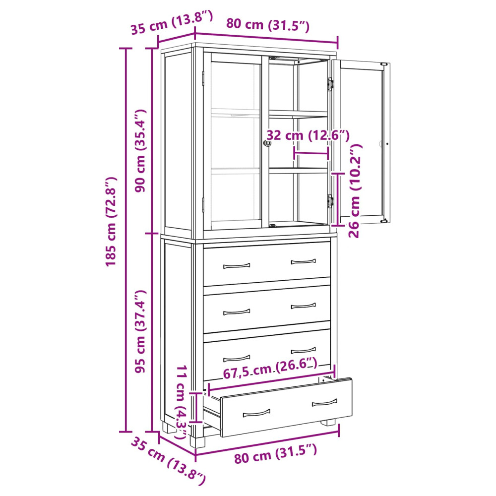 Produktbild för Förvaringsmöbelset 2 st Naturlig 80 x 35 x 185 cm Massivt Ekträ