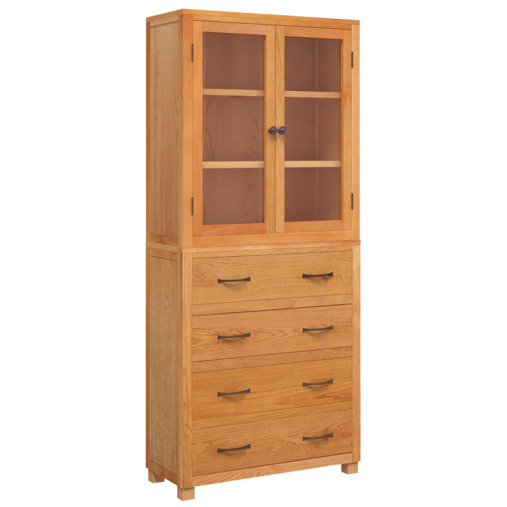 Produktbild för Förvaringsmöbelset 2 st Naturlig 80 x 35 x 185 cm Massivt Ekträ