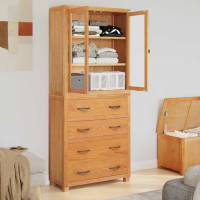 Produktbild för Förvaringsmöbelset 2 st Naturlig 80 x 35 x 185 cm Massivt Ekträ