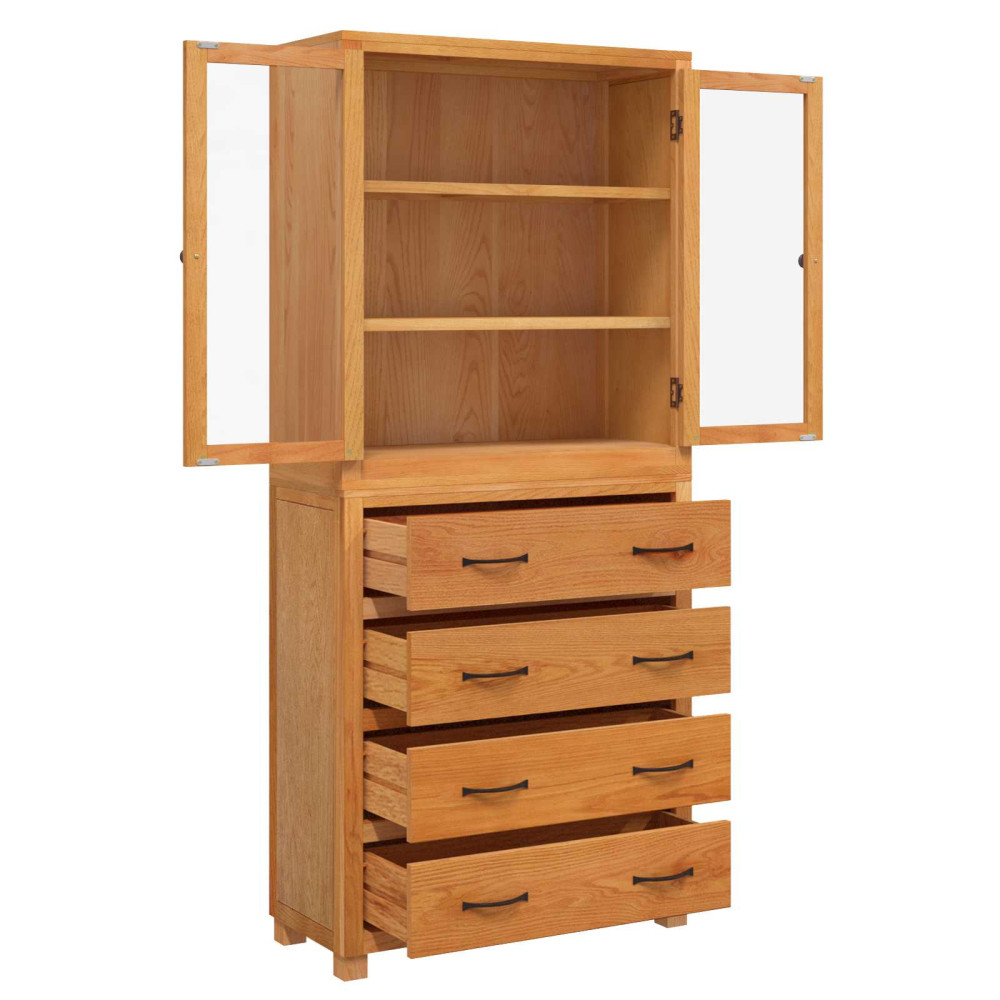 Produktbild för Förvaringsmöbelset 2 st Naturlig 80 x 35 x 185 cm Massivt Ekträ