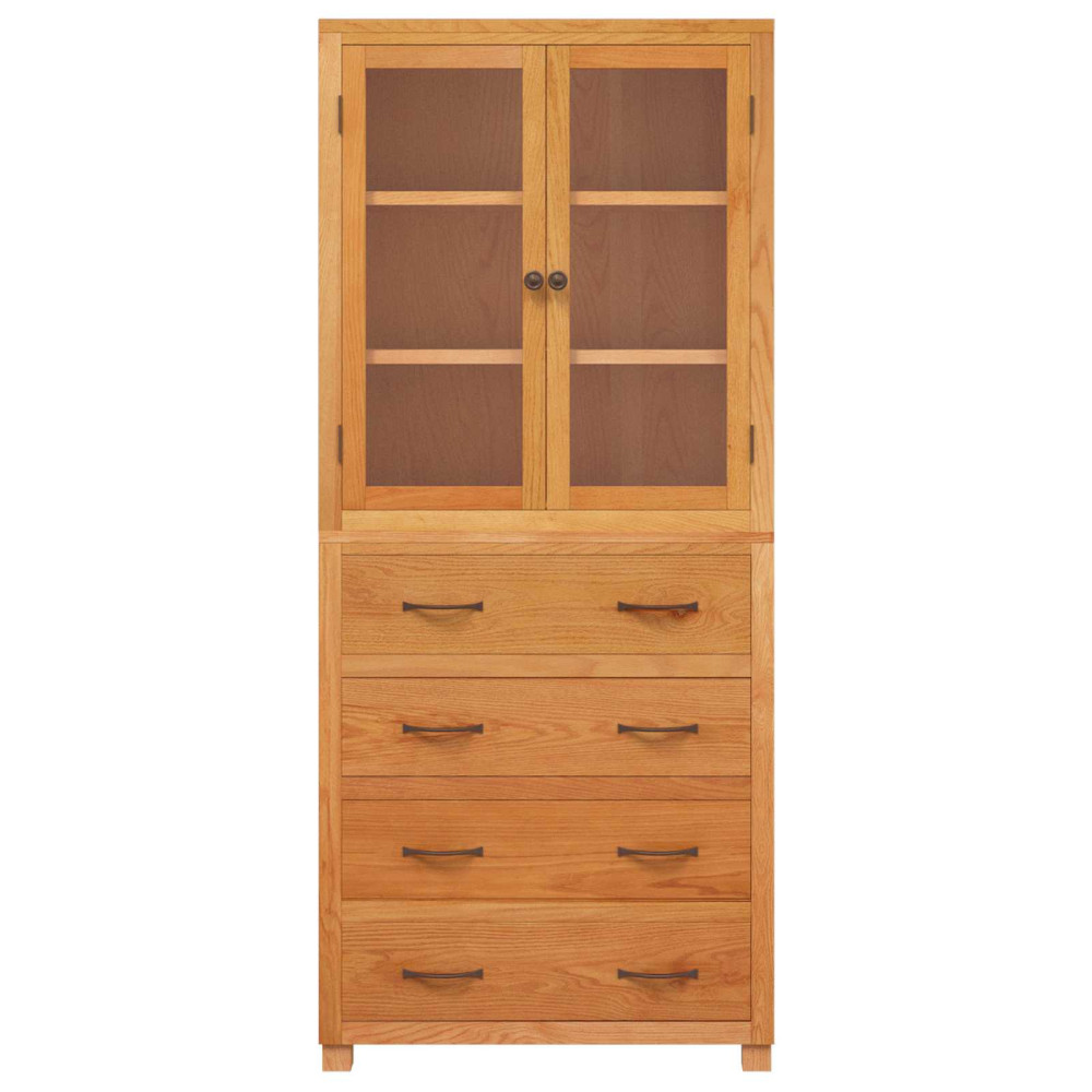 Produktbild för Förvaringsmöbelset 2 st Naturlig 80 x 35 x 185 cm Massivt Ekträ