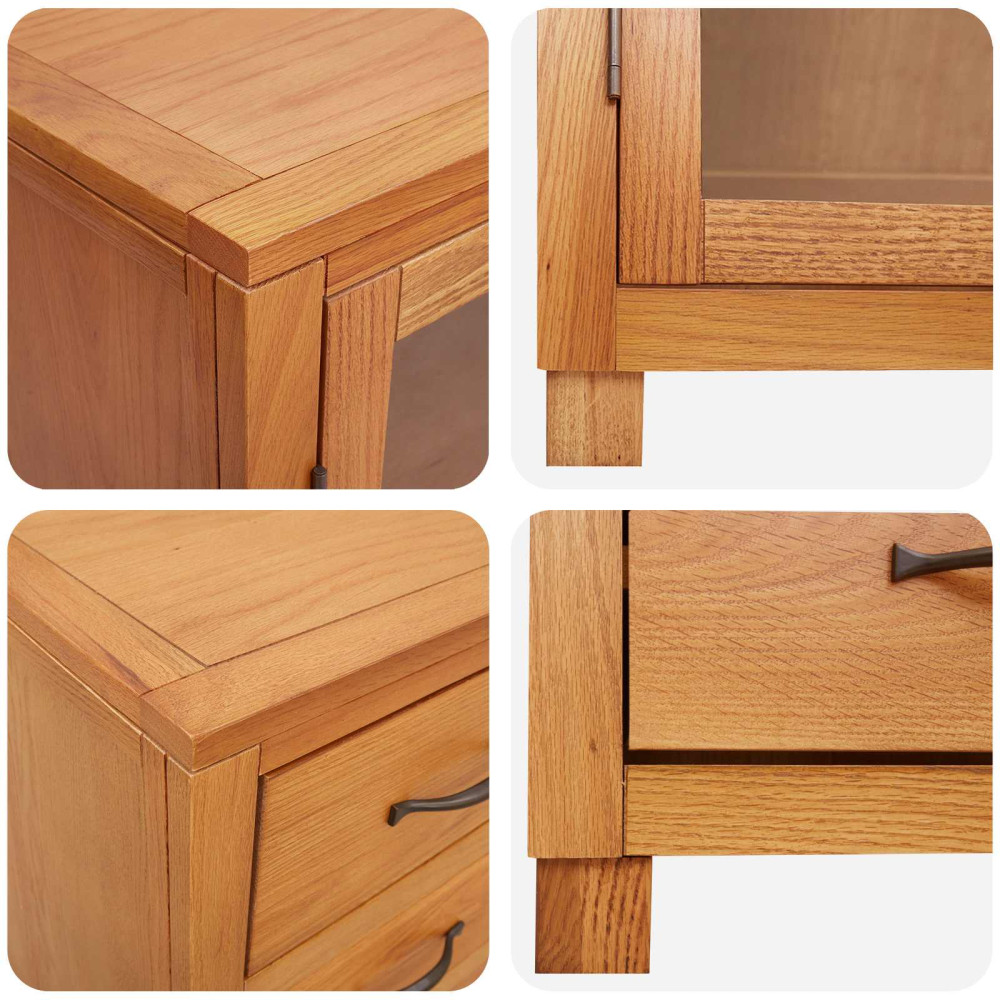 Produktbild för Förvaringsmöbelset 2 st Naturlig 80 x 35 x 185 cm Massivt Ekträ