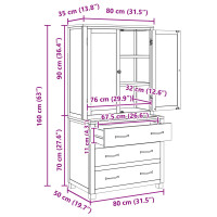 Produktbild för Förvaringsmöbelset 2 st Brun 80 x 50 x 160 cm Massivt Ekträ