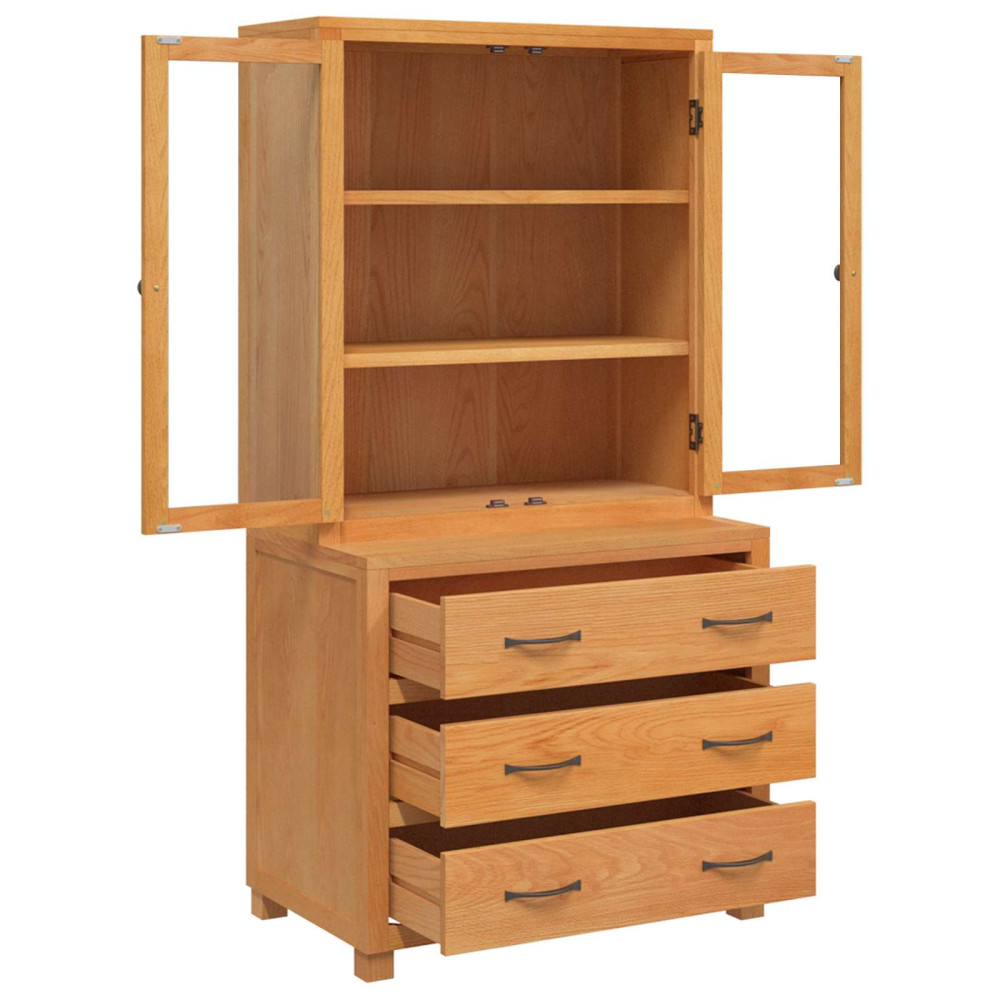 Produktbild för Förvaringsmöbelset 2 st Brun 80 x 50 x 160 cm Massivt Ekträ