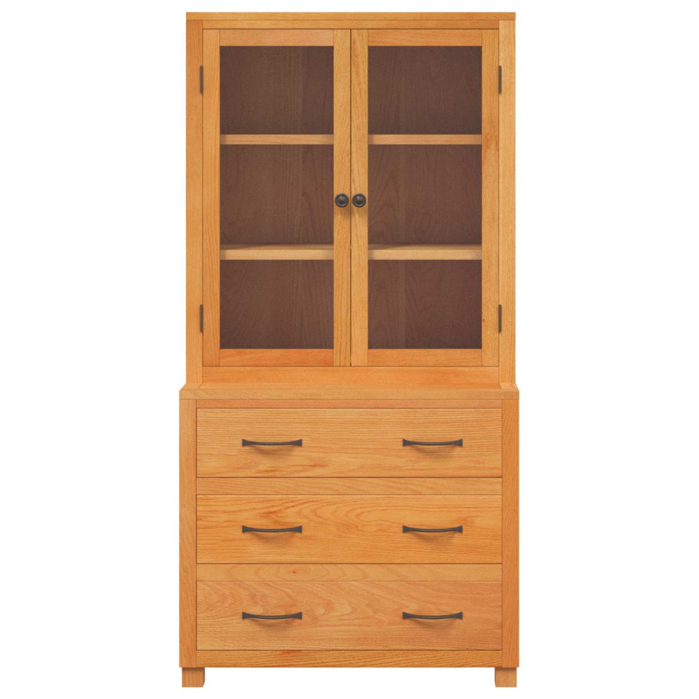 Produktbild för Förvaringsmöbelset 2 st Brun 80 x 50 x 160 cm Massivt Ekträ