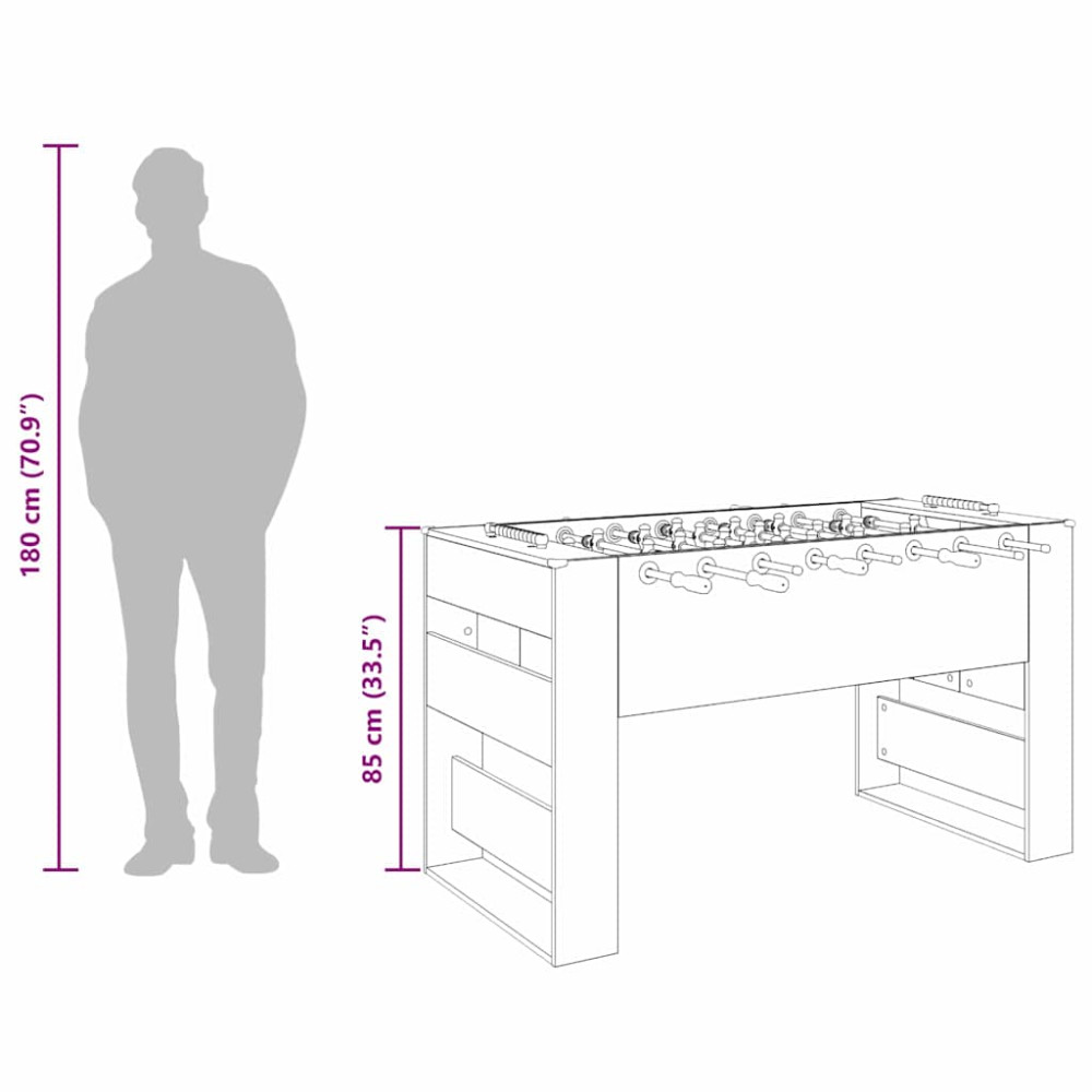 Produktbild för Foosballbord Grå Sonoma 146,5 x 74 x 85 cm Konstruerat trä