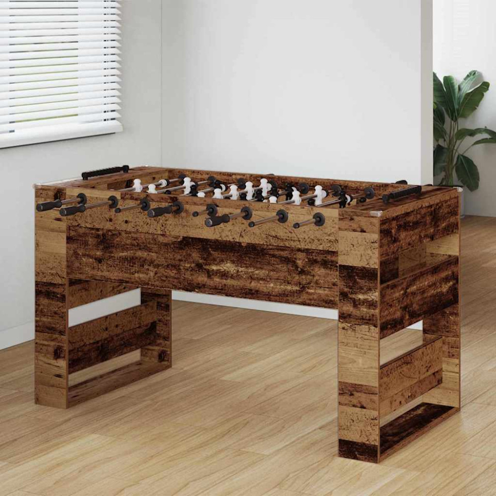 Produktbild för Foosballbord Gammalt trä 146,5 x 74 x 85 cm Konstruerat trä