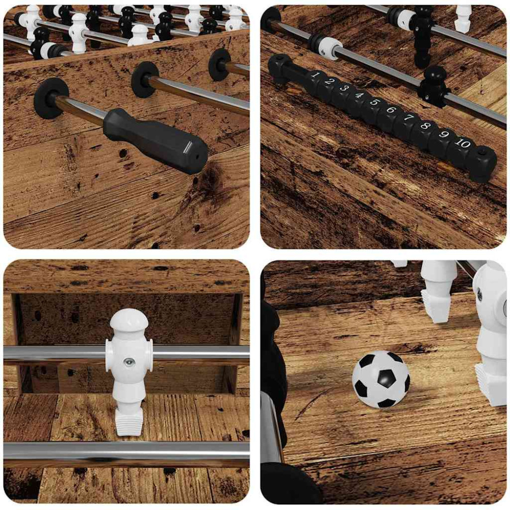Produktbild för Foosballbord Gammalt trä 146,5 x 74 x 85 cm Konstruerat trä