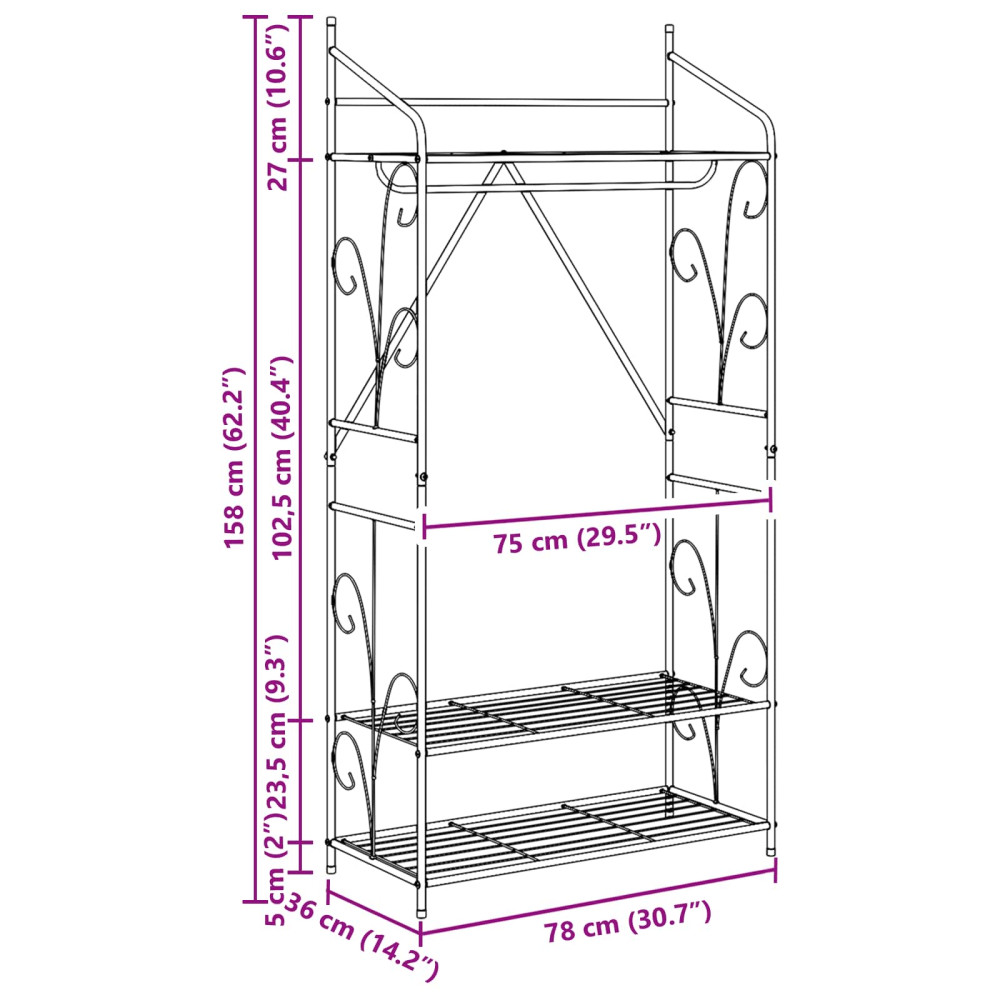 Produktbild för Öppen garderob Enfärgad 2 pcs 78 x 36 x 158 cm