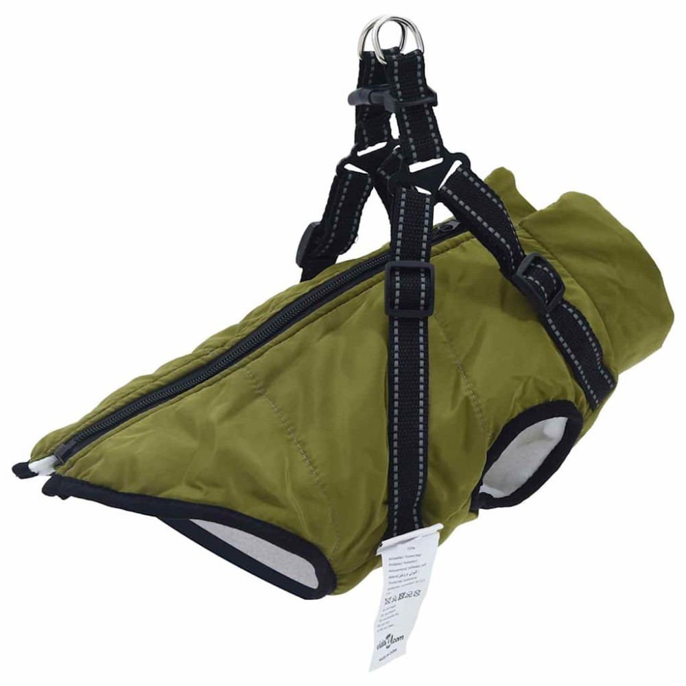 Produktbild för Hund Kappa Armégrön L24 Fleece och Polyester