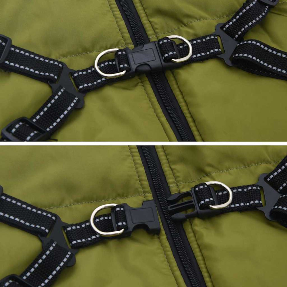 Produktbild för Hund Kappa Armégrön L48 Fleece och Polyester