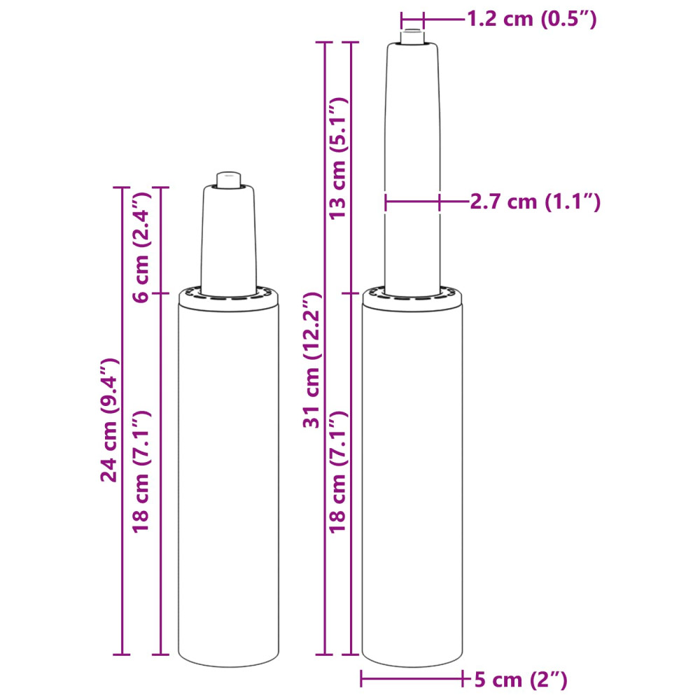 Produktbild för Kontorsstolens gascylinder Svart 239-309 mm Järn