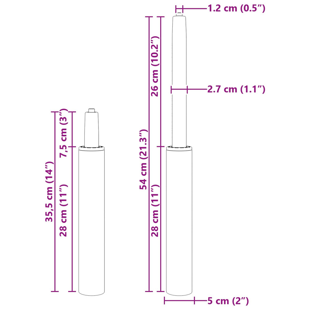 Produktbild för Kontorsstolens gascylinder Svart 355-540 mm Järn