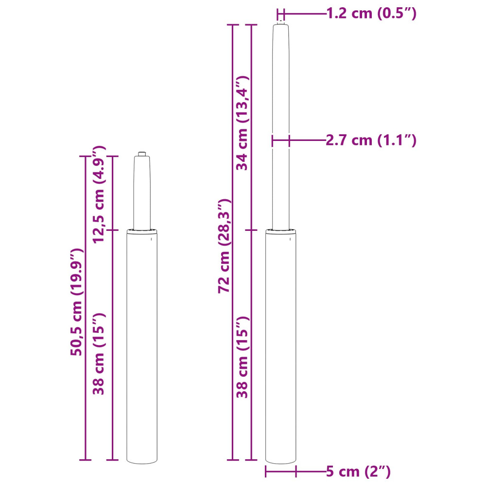 Produktbild för Kontorsstolens gascylinder Svart 505-720 mm Järn