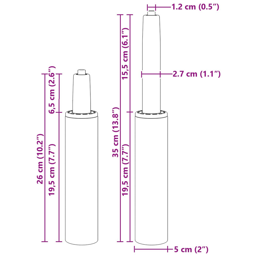 Produktbild för Kontorsstolens gascylinder Krom 261-351 mm Järn