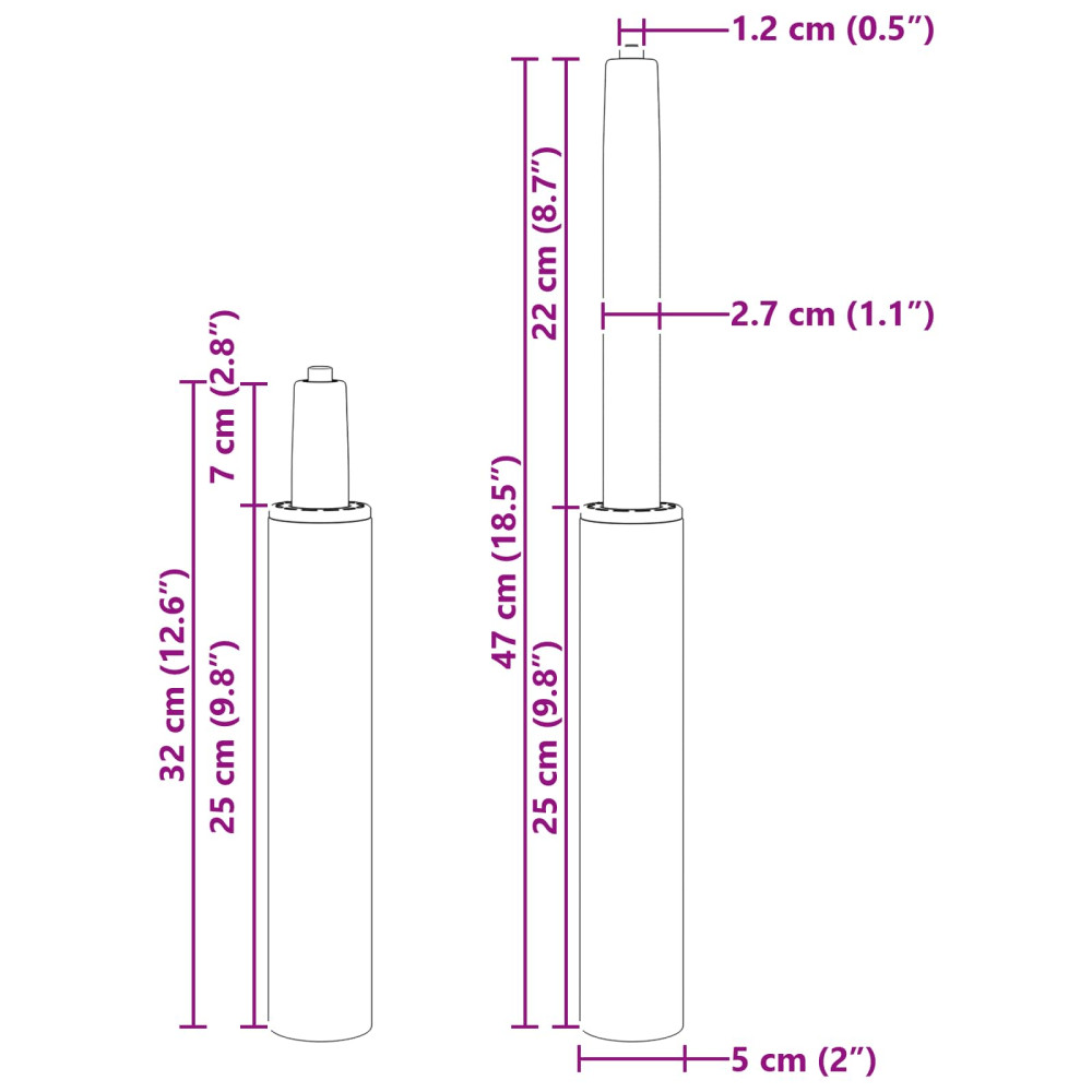 Produktbild för Kontorsstolens gascylinder Krom 318-473 mm Järn