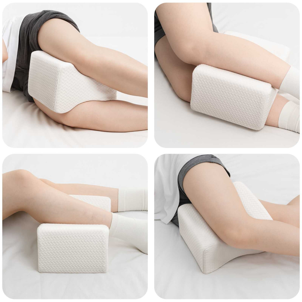 Produktbild för Knee Pillow Vit Minneskum och polyester 26 x 21,5 x 15 cm