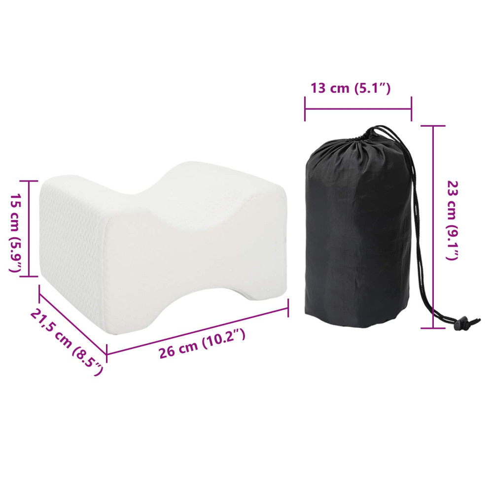 Produktbild för Knee Pillow Vit Minneskum och polyester 26 x 21,5 x 15 cm
