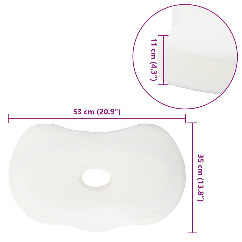 Produktbild för Nackkudde Enfärgad Vit 53 x 35 x 11 cm Minneskum