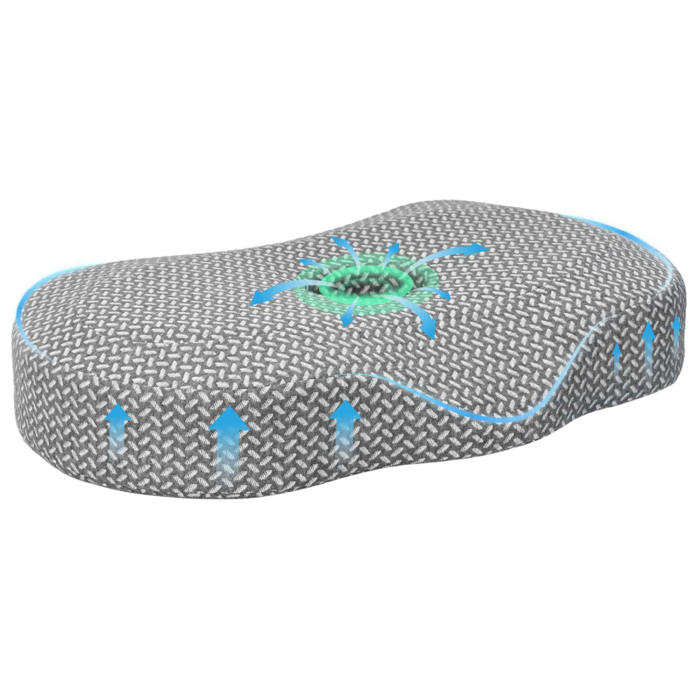 Produktbild för Nackkudde Enfärgad Grå 53 x 34,5 x 10,5 cm Minneskum